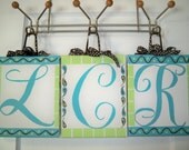 Baby Nursery Initial Letters Wall Art Canvas Personalized Custom Painting Kids Children Hand Painted Hanging Paisley Splash Bedding Ribbon