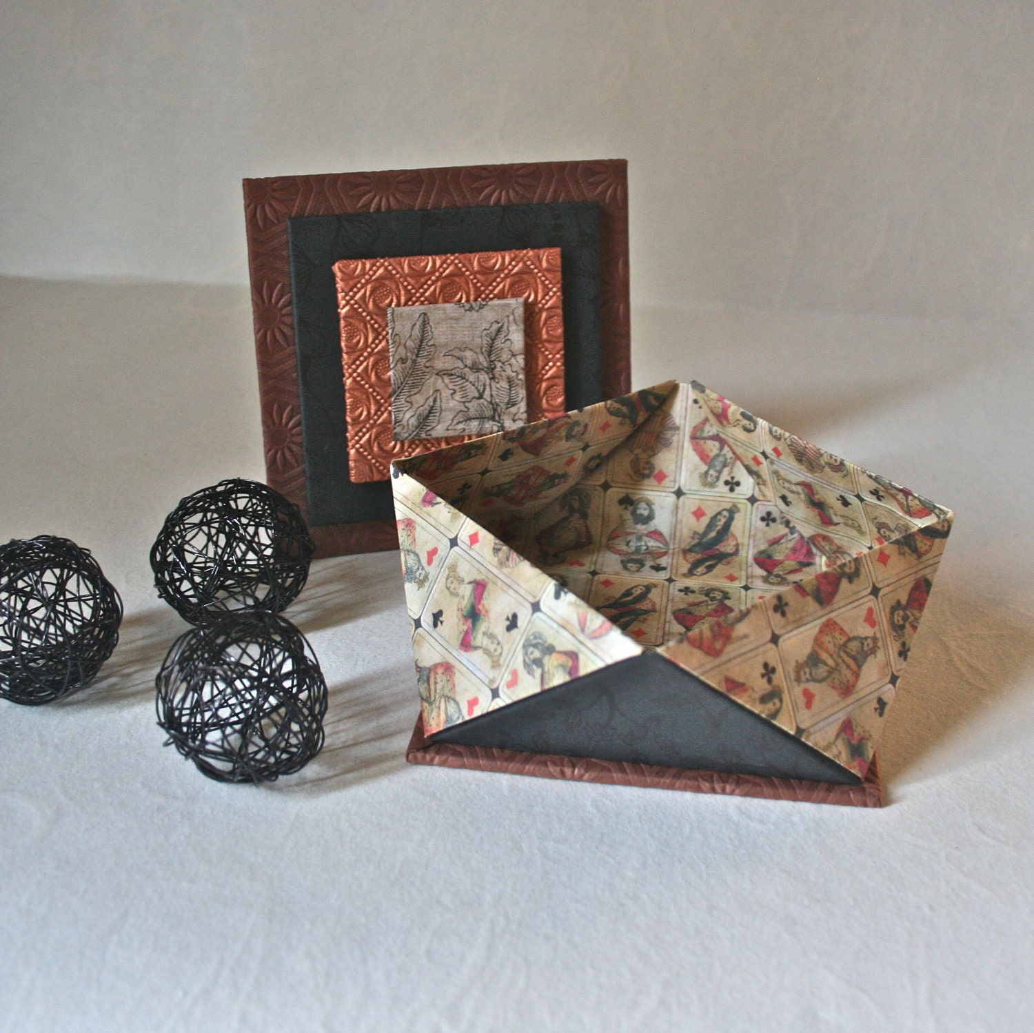Faceted Origami Gift Box - Copper & Black