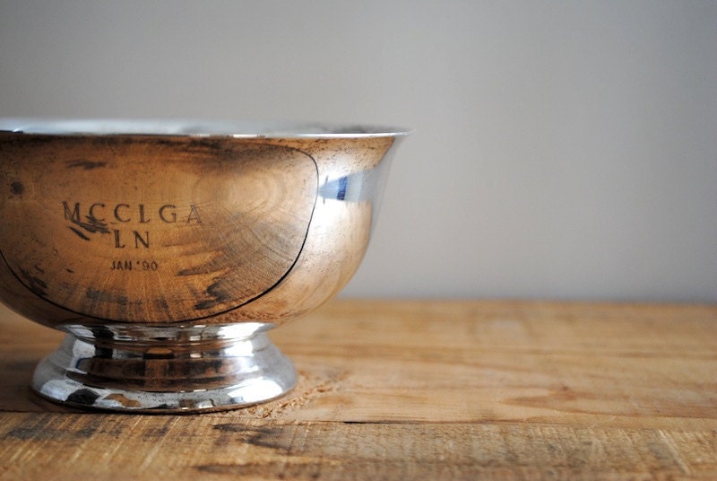 Vintage Silver Bowl Serving Dish Trophy Cup