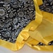 Large Baby Blanket- Yellow, Black, and White flower print with satin trim-READY TO SHIP