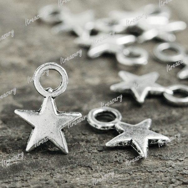 250 pcs Tibetan Silver Five Star Charms Beads Earrings 11x8xmm TS1454
