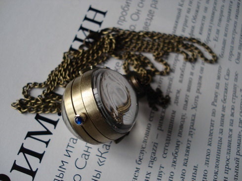 20% HOLIDAY SALE Golden color ball necklace pocket watch pendant E194