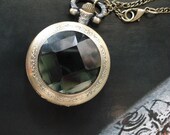 20% HOLIDAY SALE Necklace Pendant Dark Green bronze Pocket Watch quartz Gift Chain E220