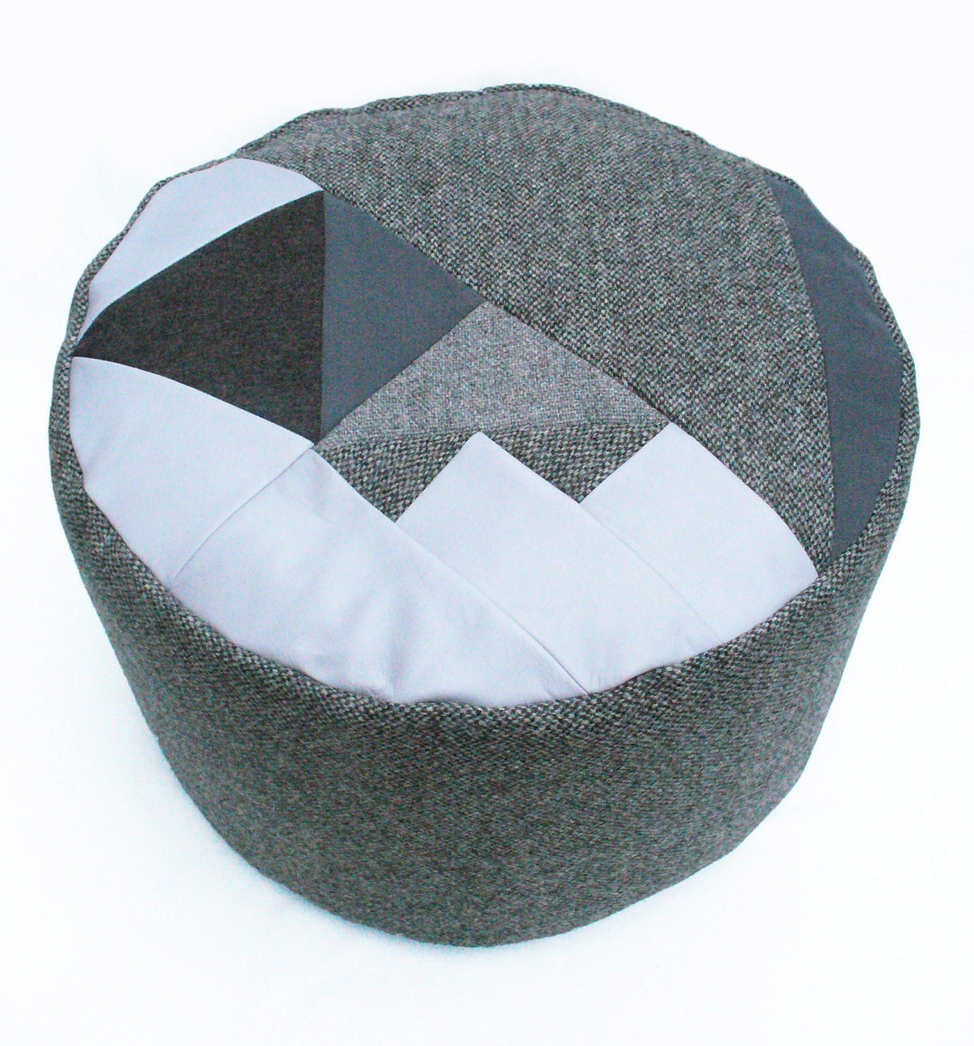 Tweed Pi. Patchwork pouffe