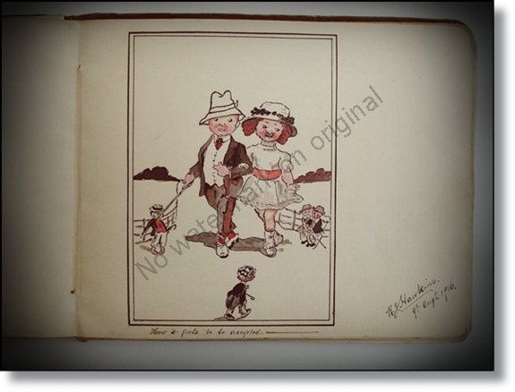 Rare Vintage Autograph Book :WW1 Period with Sketches, Poems With A Little  Military Interest