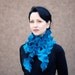 Handmade felted wool ruffle scarf long scarf Neck Warmer turquoise