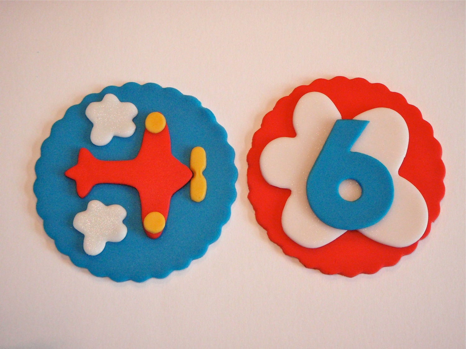 Airplane Edible Fondant Cupcake Topper Decorations- Great for a Boy's Birthday Party