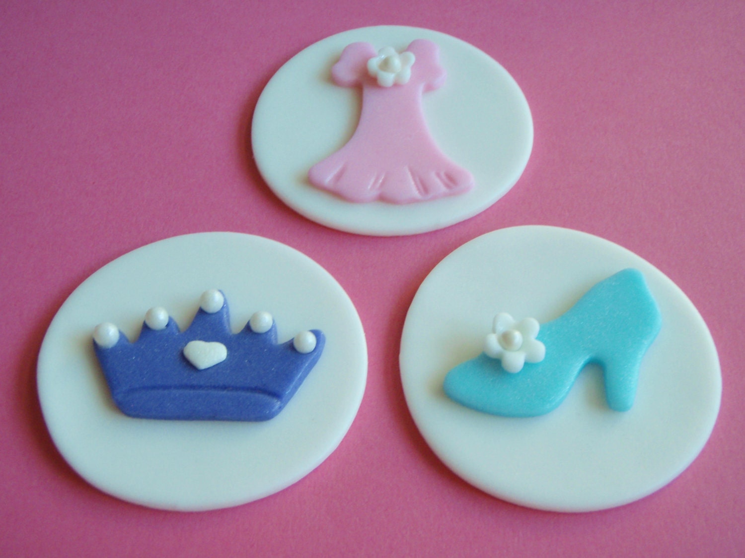 Fondant Princess or Fashionista Cupcake Topper set- Dress, Shoe, Crown