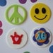 Groovy Peace, Love and Happiness Fondant Cupcake Toppers- Peace Sign, Smiley Face, Age, or initial