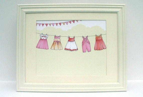 Dresses banner art print ... little girl baby girl room decor.