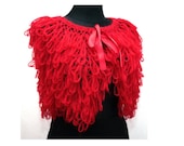 Poncho Red Shrug Knitted