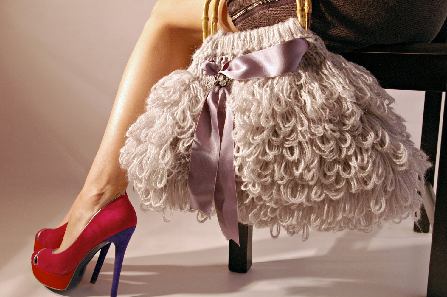 Knitted Handbag for Women with Bottom Support