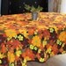 70's Retro Twin Bedspread Hippie Love Peace Yellow Orange Green Brown