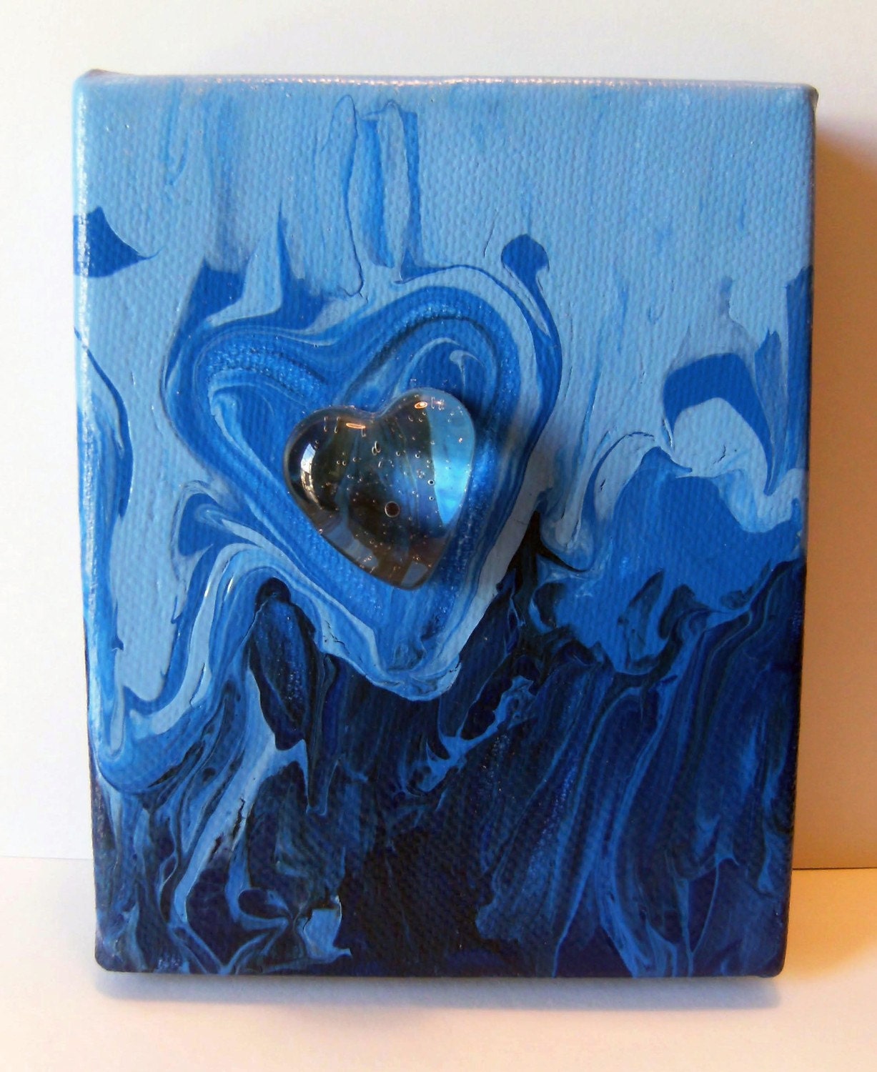 Original Acrylic/Mixed Media Abstract Fine Art Painting - Love 2 - 4x5
