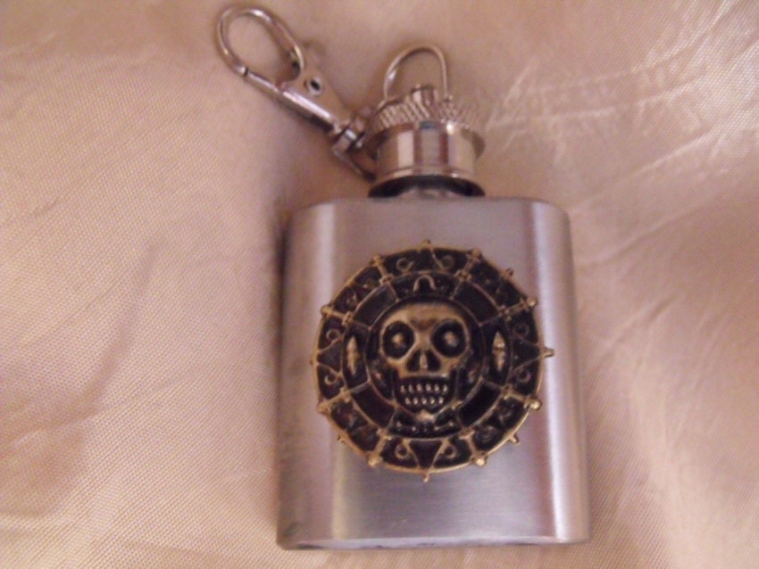Gothic Pirates of the Caribbean Medallion flask, keychain