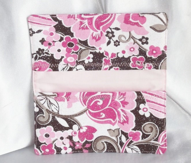 Rose and Chocoloate with Sparkles Checkbook Cover - Fabric Cover