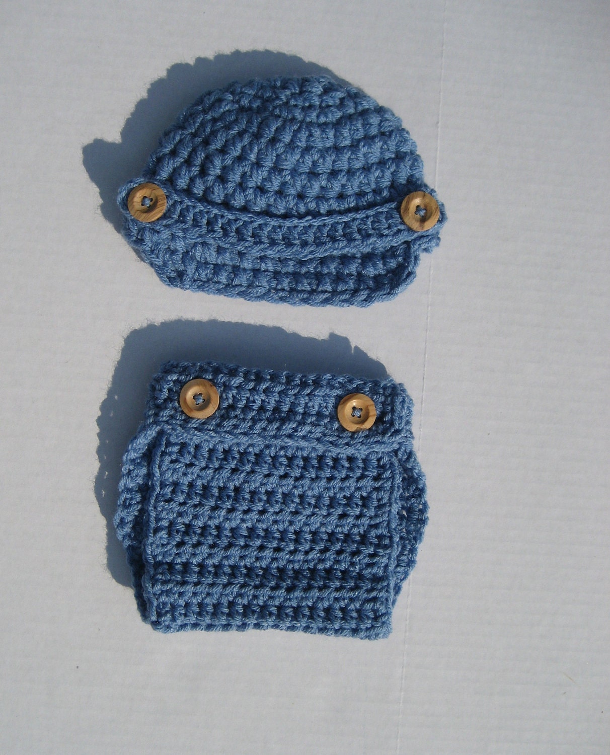 Newsboy cap and diaper set in navy blue and white (with NY on diaper)