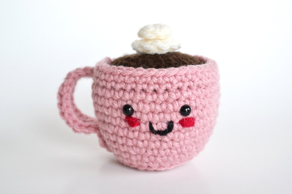 Amigurumi Coffee or Tea Cup - Crocheted in Pink