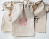 Farm Animal Muslin Bag / Set of 24/ Perfect for Birthday Party Favors