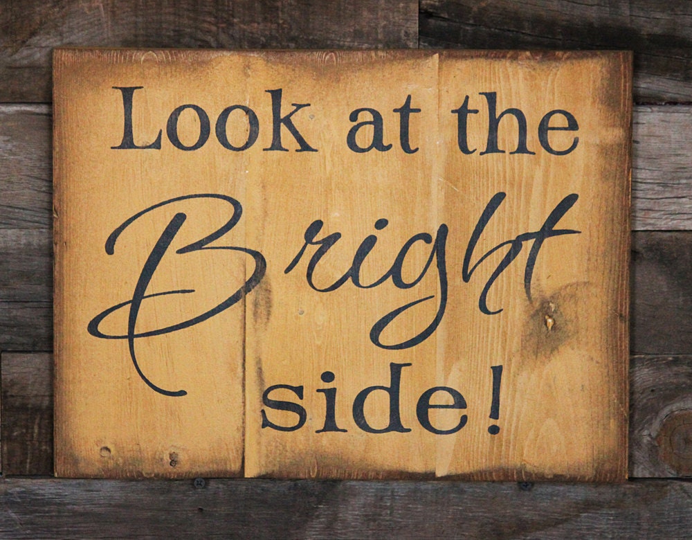 Large Wood Sign - Look at the Bright side - Subway Sign