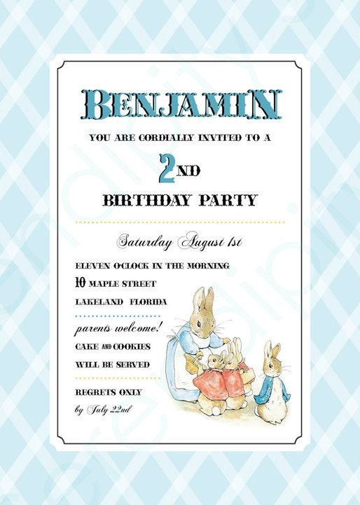 Beatrix Potter/Petter Rabbit Party - Custom printable invitation (Peter Rabbit Collection) Il_570xn