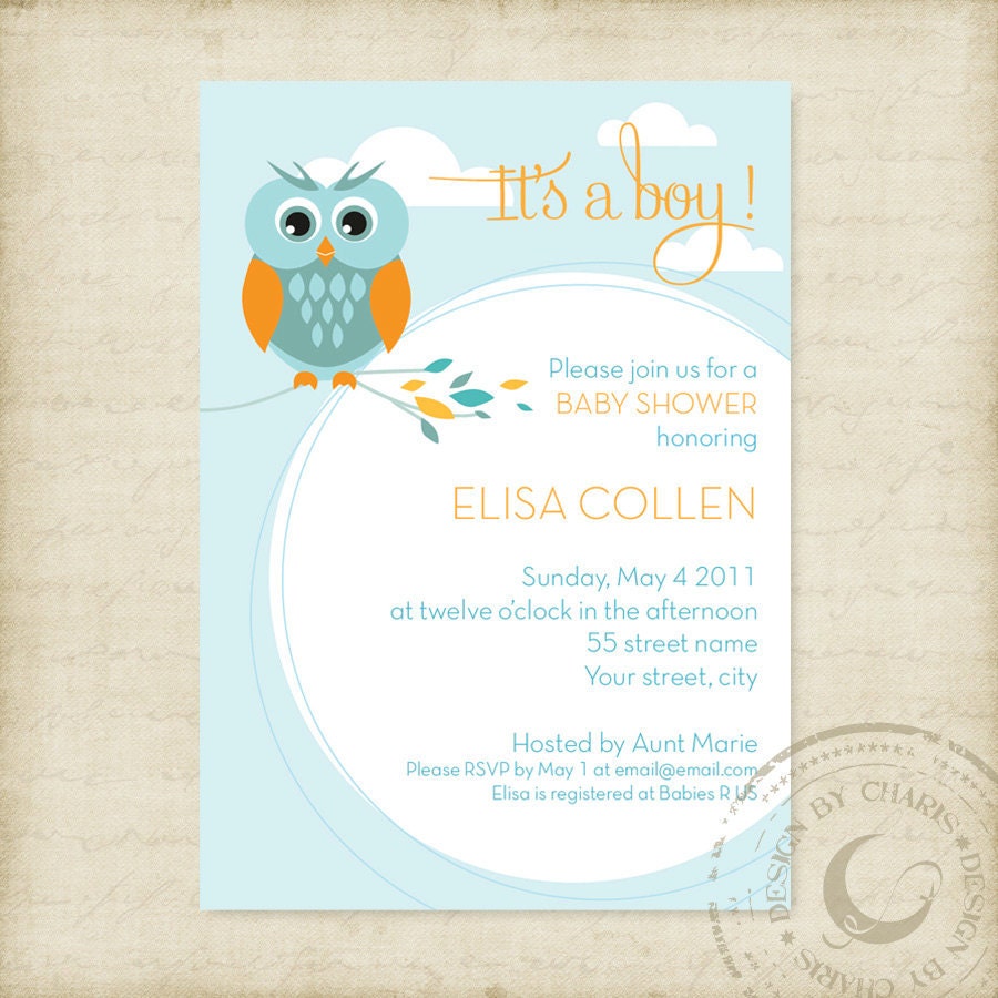 Baby Shower Invitation Template Owl Theme By CharisDesignStudio
