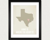 Texas Customized 8 x 10 Home is where the heart is Travel Map I heart USA SALE buy 2 get 3
