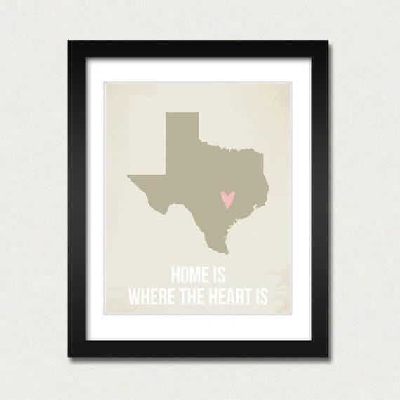 Texas Customized 8 x 10 Home is where the heart is Travel Map I heart USA SALE buy 2 get 3