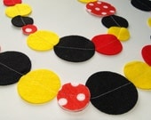 Red, Yellow and Black with Polka Dots Felt Garland with Bakers Twine Il_170x135
