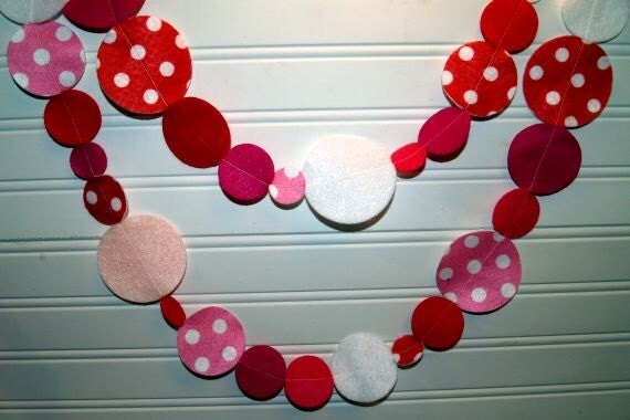 Red and Pink Felt Garland in Polka Dot Felt Il_570xn