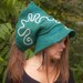 Wet felted Medicine Hat in teal with white swirl - Made to order
