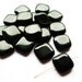 6 Beads - Glossy Black Onyx Gemstone Smooth Chubby Square Beads - approx. over 3/4" Sides (20mm)