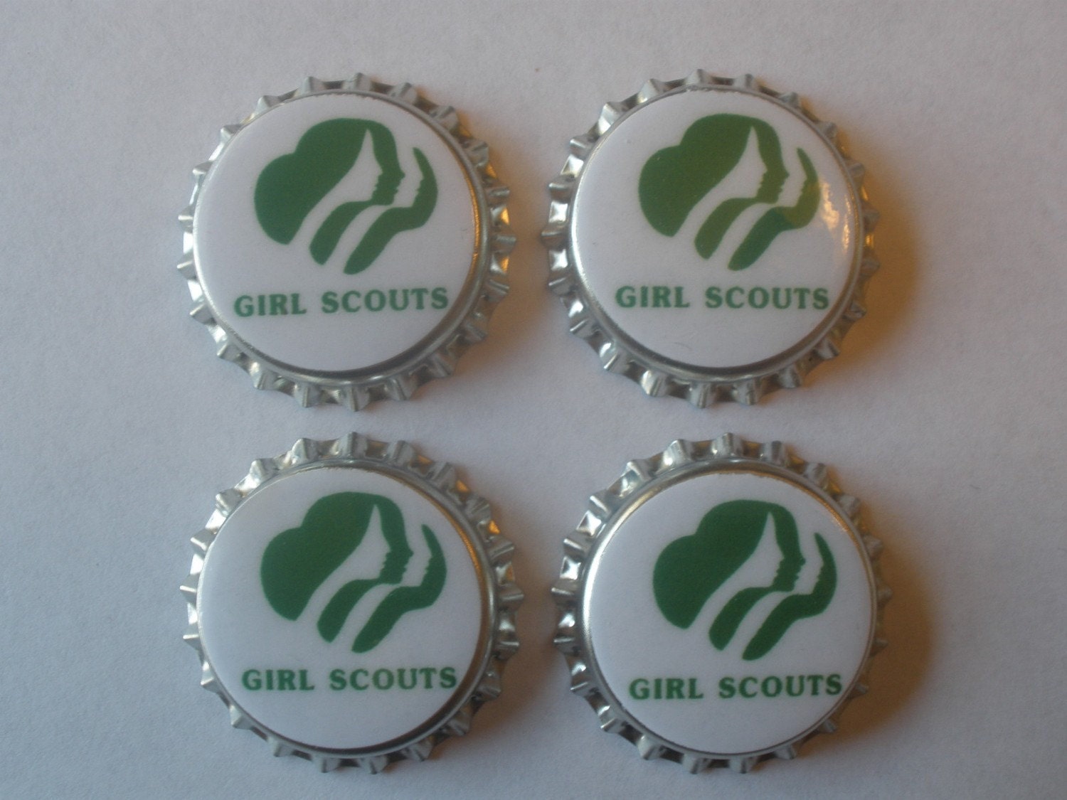 4 Girl Scout Bottle Caps by LotzORibbon on Etsy