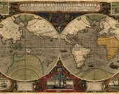 Vintage 1595 Map of the World