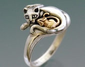 Cat and Mouse Ring Bi-metal