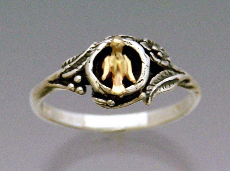 Bird In Nest Ring Bi-metal - Bronze and Sterling SIlver