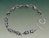 Frog Flower Stone Link Bracelet  with Blue Topaz or Other Stone