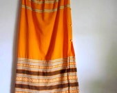 S A L E // Beautiful Vintage Orange Embroidered Greek Skirt