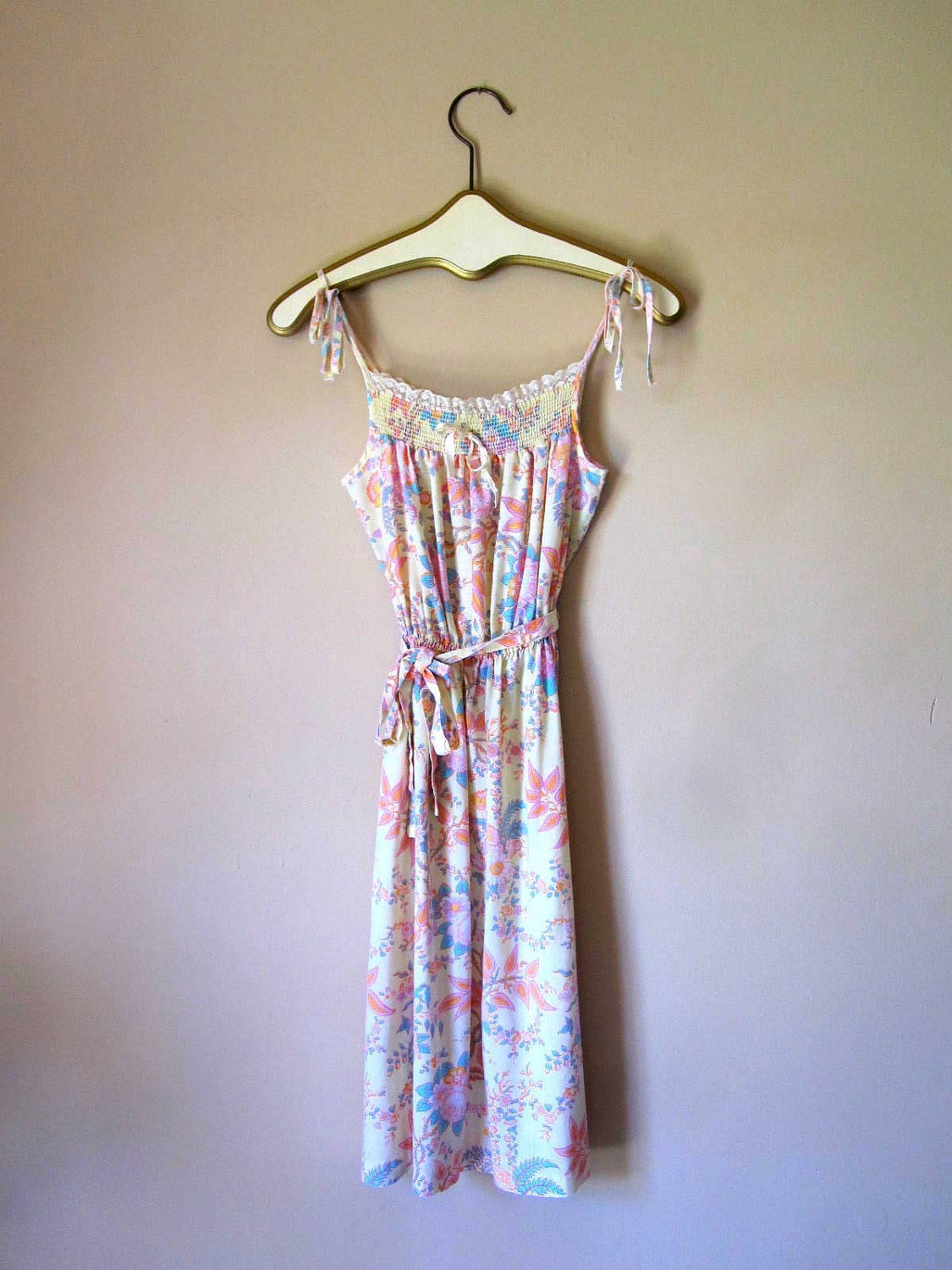 Vintage Prairie Floral Print Midi Dress