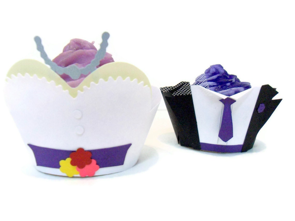 Bride and Groom cupcake wrappers- Set of 12 Il_170x135