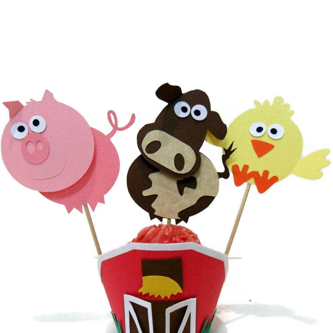 Farm Animal Cupcake wrappers AND Toppers - 12 Il_570xn