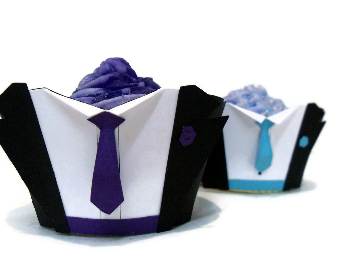 Tuxedo Groom Cupcake Wrappers - Set of 12 Il_570xn