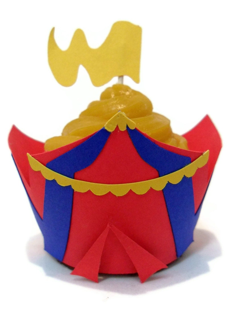 Cupcake Wrappers AND Toppers CIRCUS- set of 24 Il_570xn