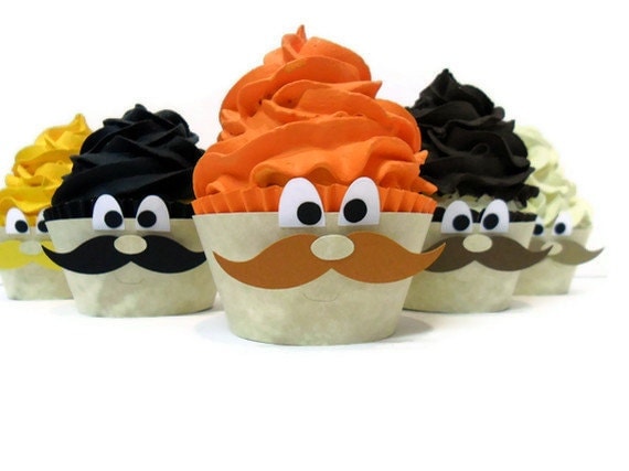 Moustache Cupcake Wrappers - Set of 12 Il_570xn