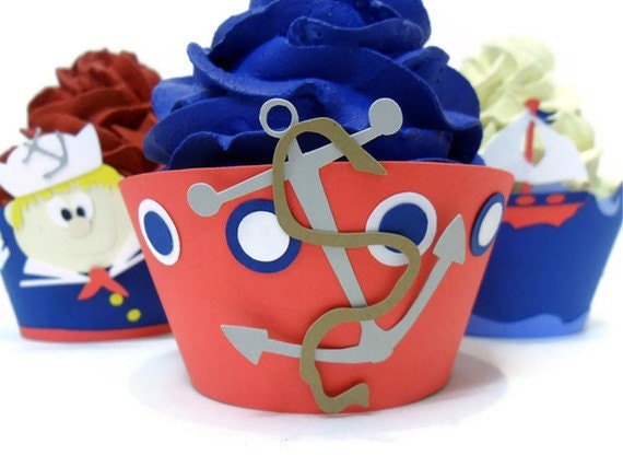 Anchor Cupcake Wrappers - Set of 12 Il_570xn