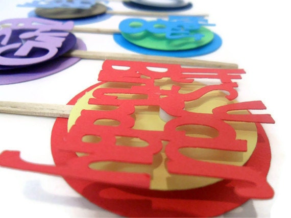 Birthday Cupcake Toppers - set of 12 Il_570xn