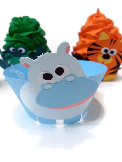 Hippo Cupcake Wrappers - Set of 12 Il_570xn