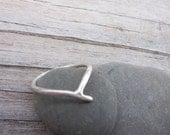 Thin Ring. Delicate Sterling Silver Branch Ring. Crossover Y shape