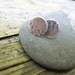 Tiny round Full Moon post Earrings in sterling silver hammered texture