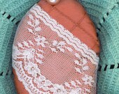 SILK Pink Rose Lace Lavender SACHET Pillow Rhinestones